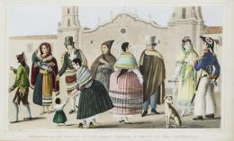 262   -  un nativo (Dibujo); J. Clark (Grabado): Inhabitants of Potosi, in the Great Square in front of the Cathedral