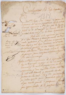 74   -  <p><span class="description">Carta con firma Bolívar, 1817</span></p>