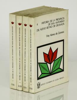 159   -  <p><span class="description">Zamora, Fray Alonso de. Historia de la provincia de San Antonio del Nuevo Reino de Granada, Tomos I, II, III, IV (de 4)</span></p>