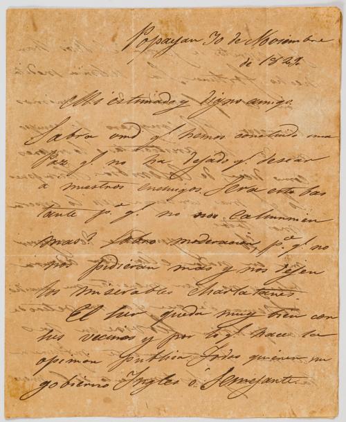 Bolívar, Simón : Carta Manuscrita Firmada por Simón Bolívar