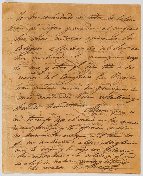 Bolívar, Simón : Carta Manuscrita Firmada por Simón Bolívar