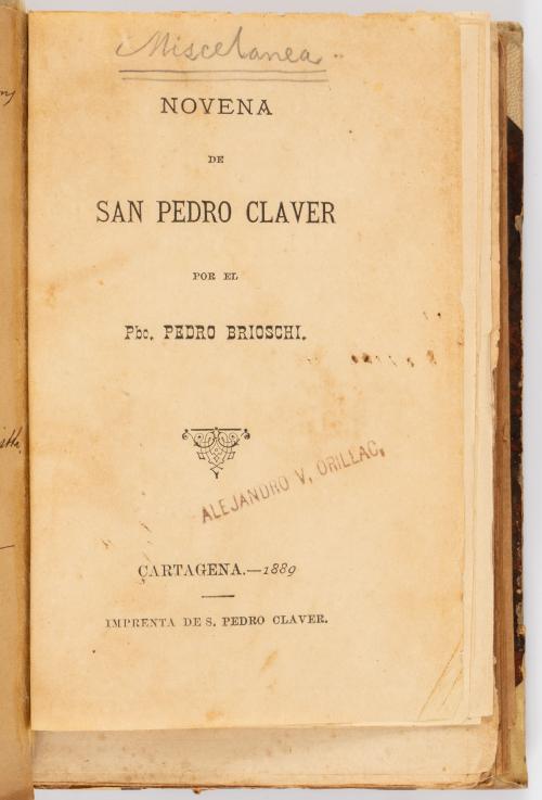 Varios : Miscelánea Novena de San Pedro Claver Cartagena. 1