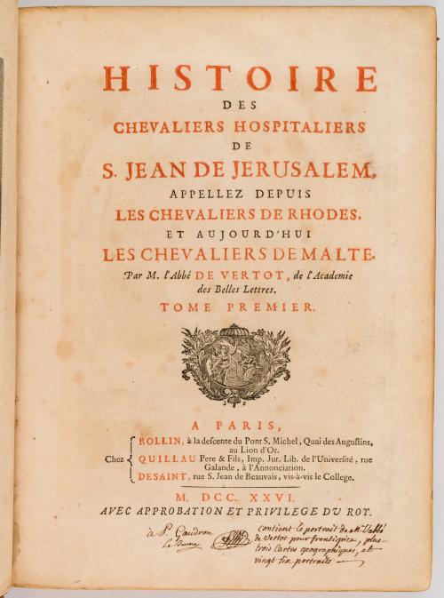 Vertot, René Aubert de : Histoire des Chevaliers Hospitalie