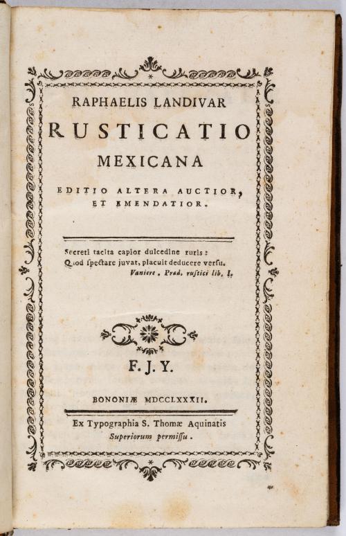 Landivar, Raphaelis : Rusticatio Mexicana