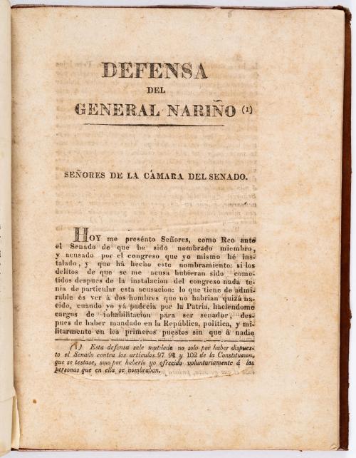 Nariño, Antonio : Defensa del General Nariño