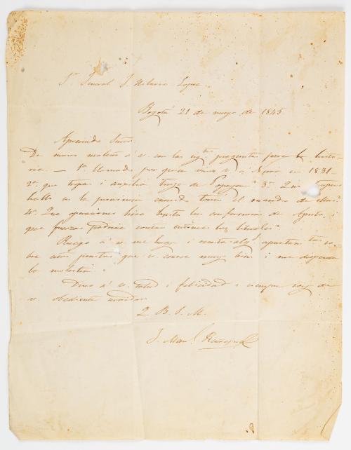 Restrepo, José Manuel : Carta al General José Hilario López