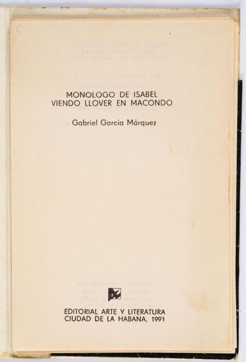 García Márquez, Gabriel : Isabel viendo llover en macondo