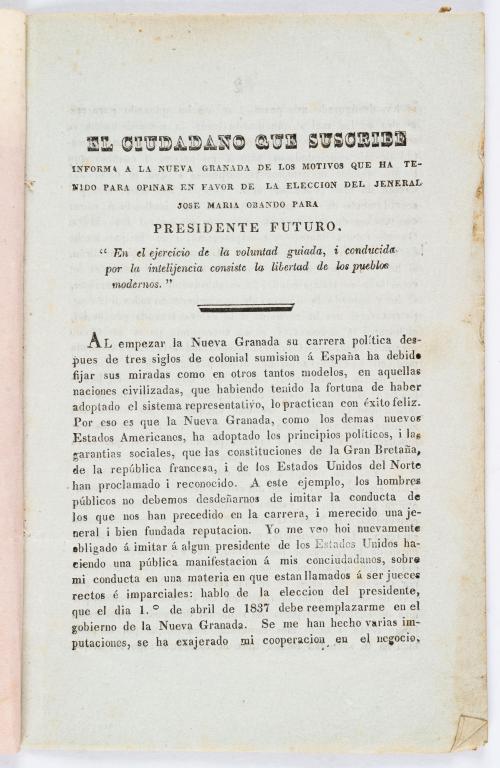 Santander, Francisco de Paula : El ciudadano que suscribe i