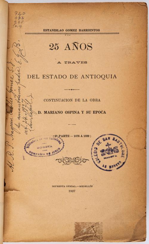 Sañudo, José Rafael : Apuntes sobre la historia de Pasto. P