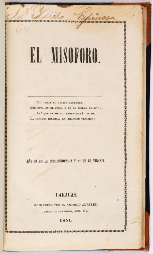 Arboleda, Julio  : El Misóforo. Año 40 de la independencia 