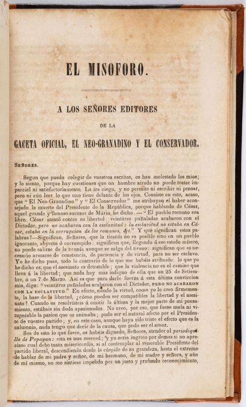 Arboleda, Julio  : El Misóforo. Año 40 de la independencia 