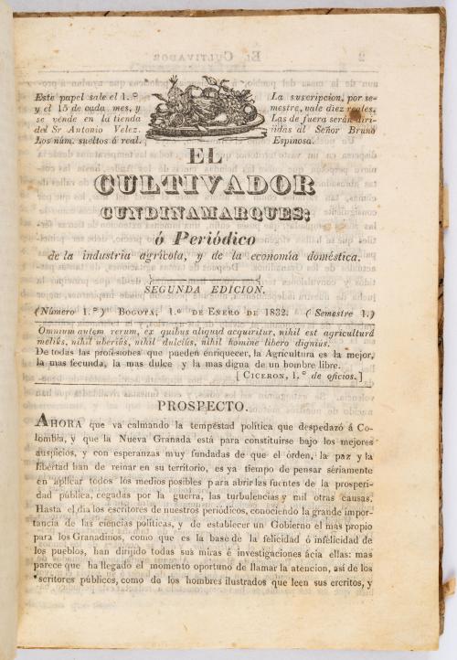 El Cultivador cundinamarqués ó periódico de la industria ag