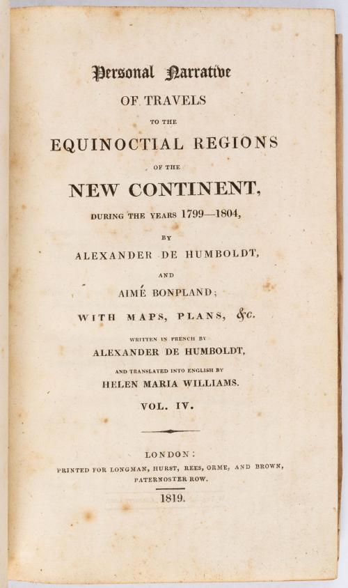 Humboldt, Alexander Von; Bonpland, Aimé. : Personal Narrati