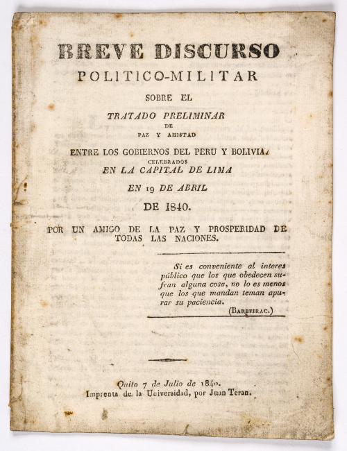 Anónimo : Breve discurso político-militar sobre el tratado