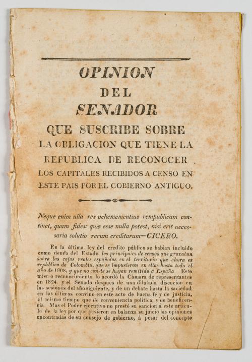 Torres y Tenorio, Geronimo : Opinión del senador que suscri