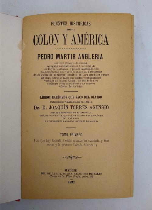 Anghiera, Pietro : Fuentes históricas sobre Colón y América