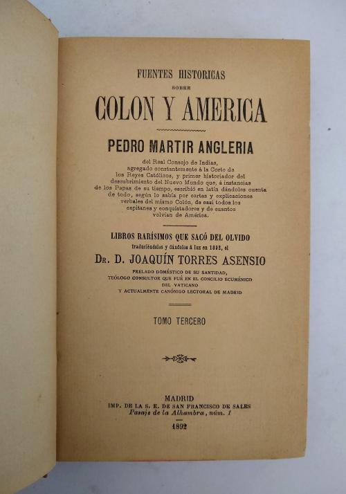 Anghiera, Pietro : Fuentes históricas sobre Colón y América