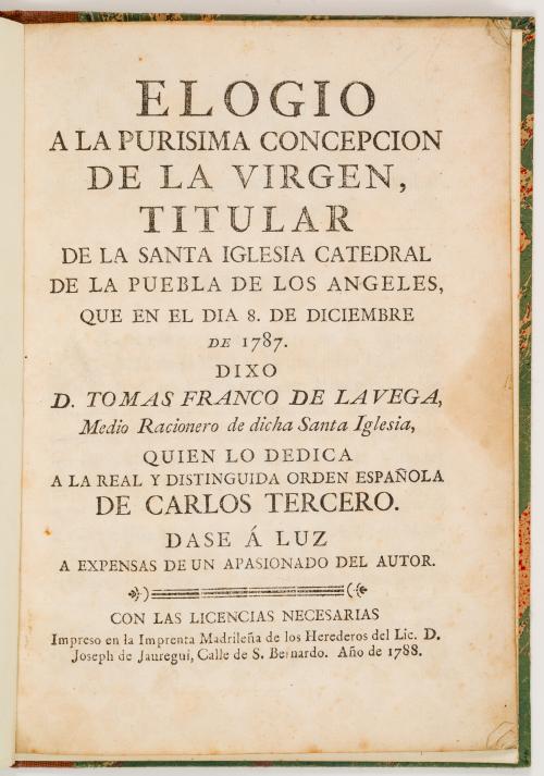 [México] Franco de la Vega, Tomás : Elogio a la purísima Co