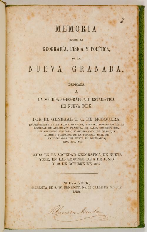 Mosquera, Tomas Cipriano de : Memoria sobre la geografía, f