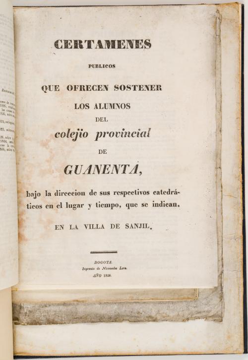 Miscelánea de impresos educativos bogotanos, 1826-1836