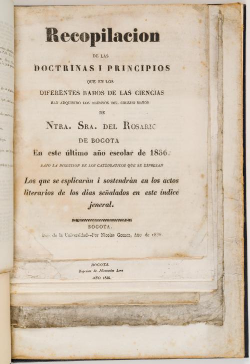 Miscelánea de impresos educativos bogotanos, 1826-1836