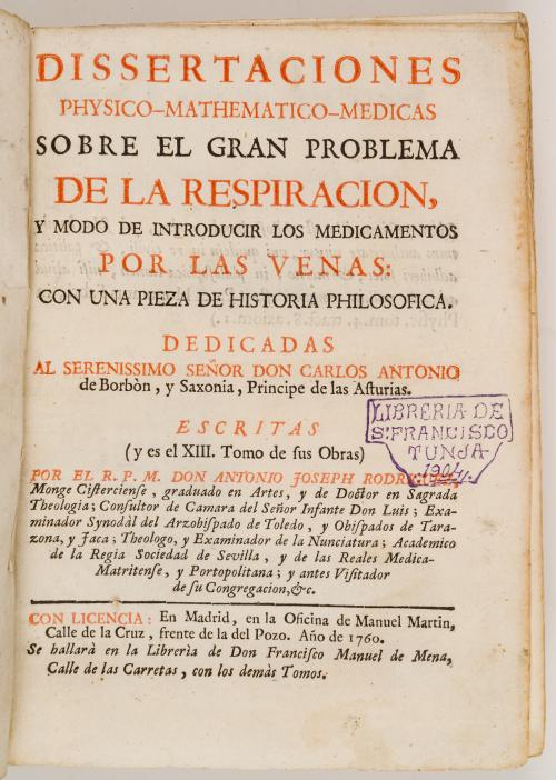 [Medicina] Rodriguez, Antonio José : Dissertaciones physico