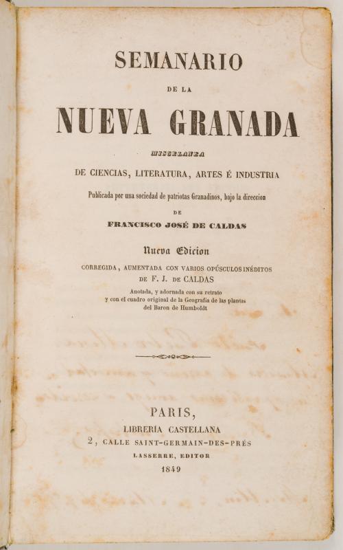 Caldas, Francisco José : Semanario de la Nueva Granada