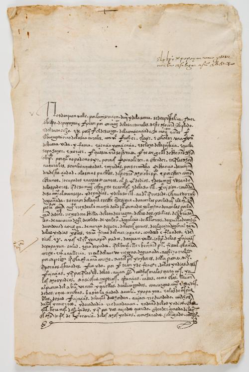 Valle, Juan del : Carta manuscrita del Obispo Juan del Valle