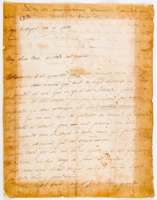 Carta firmada Jean-Baptiste Boussingault