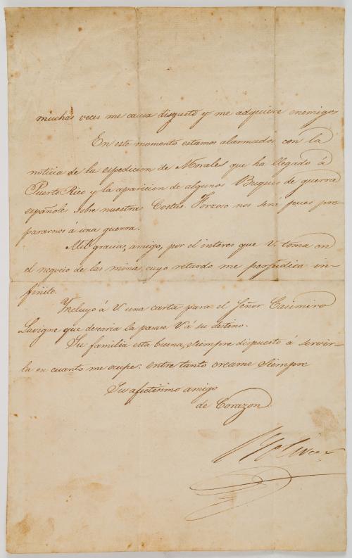 Bolívar, Simón : Carta manuscrita y autografiada por Simón 