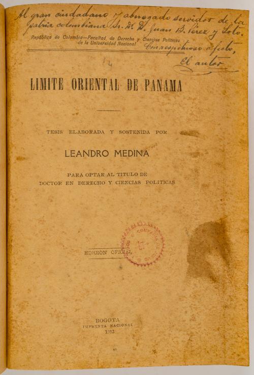 Medina, Leandro : Limite oriental de Panamá