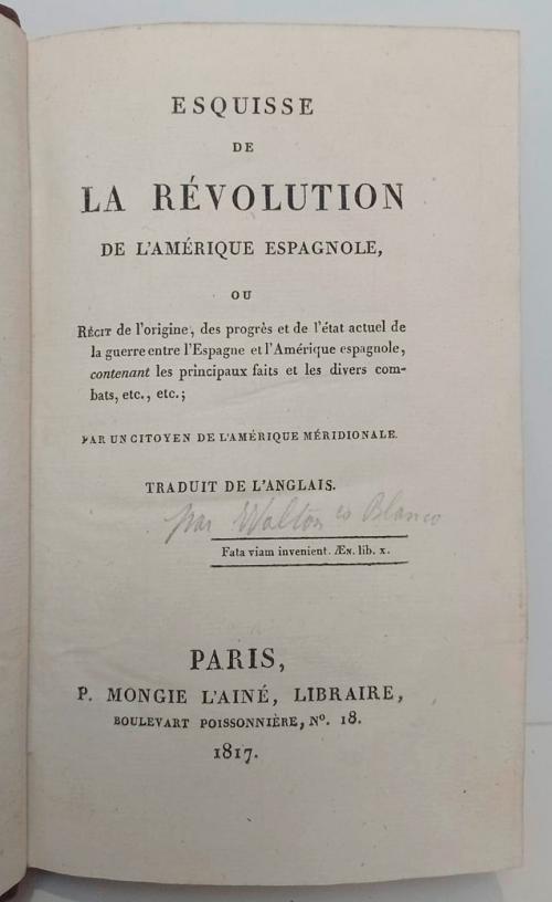 Libros tempranos independencia en las Américas 1817-1<827