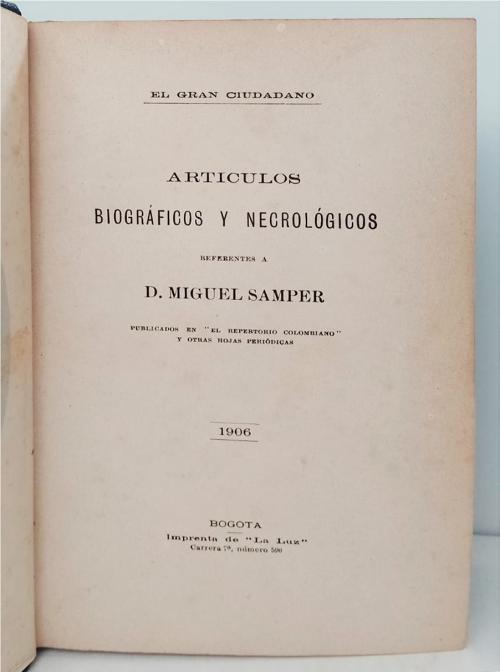 Samper, Miguel : Artículos biográficos y necrológicos refer