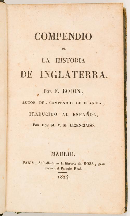 Bodin, F : Compendio de la historia de Inglaterra