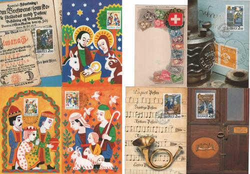 8 Postales de Colección con sello Postal Histórico 