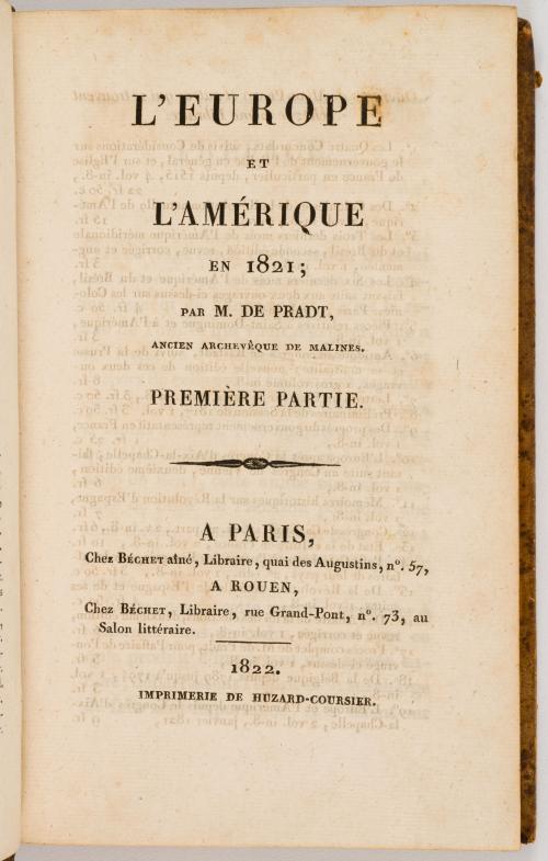 Pradt, Dominique : L&#39;Europe et L&#39;Amérique en 1822/L&#39;Europe