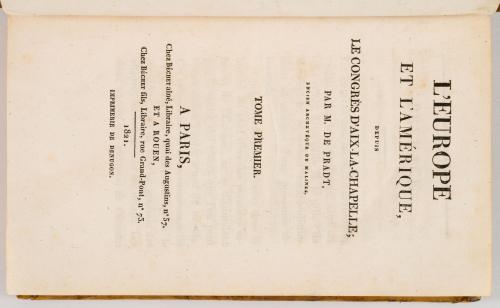 Pradt, Dominique : L&#39;Europe et L&#39;Amérique en 1822/L&#39;Europe