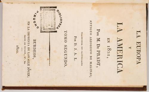 Pradt, Dominique : L&#39;Europe et L&#39;Amérique en 1822/L&#39;Europe