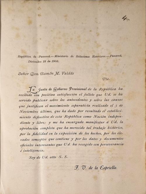 Valdés, Ramón M : La Independencia del Itsmo de Panamá. Sus