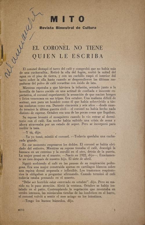 García Márquez, Gabriel : El coronel no tiene quien le escr