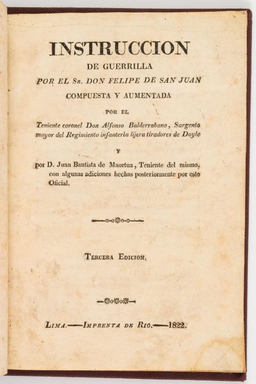 San Juan, Felipe : Instrucción de Guerrilla 