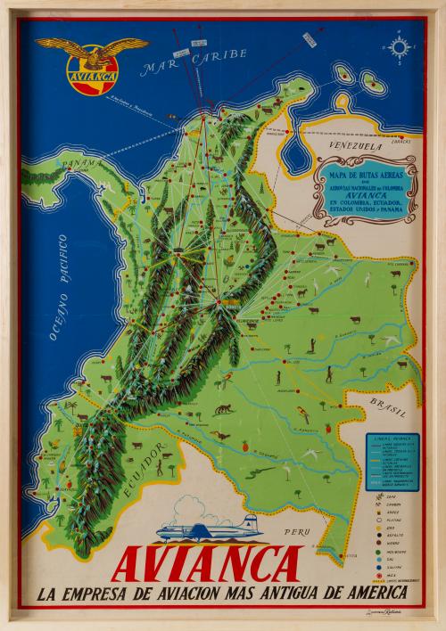 Avianca : Mapa rutas aéreas de aerovias nacionales de Colom