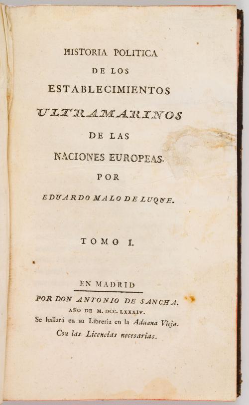 Malo de Luque, Eduardo : Historia Política de los Estableci