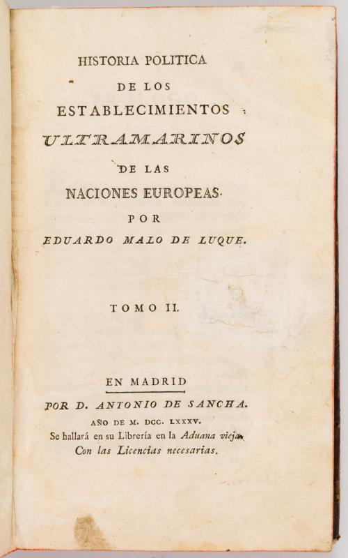 Malo de Luque, Eduardo : Historia Política de los Estableci