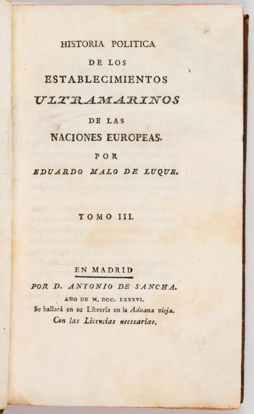 Malo de Luque, Eduardo : Historia Política de los Estableci