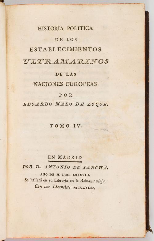 Malo de Luque, Eduardo : Historia Política de los Estableci