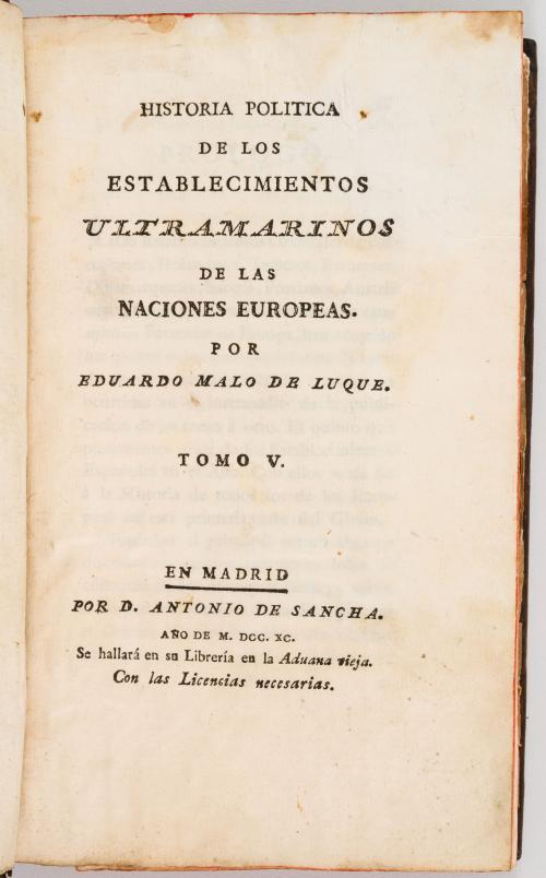 Malo de Luque, Eduardo : Historia Política de los Estableci