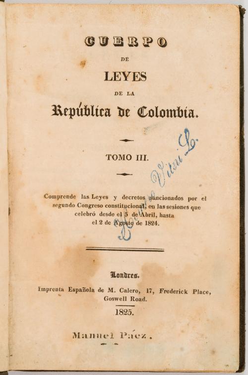 VV.AA : Cuerpo de Leyes de la República de Colombia. Tomos