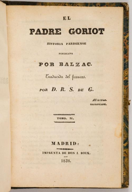 Balzac, Honoré de : El Padre Goriot: Historia Parisiense. T