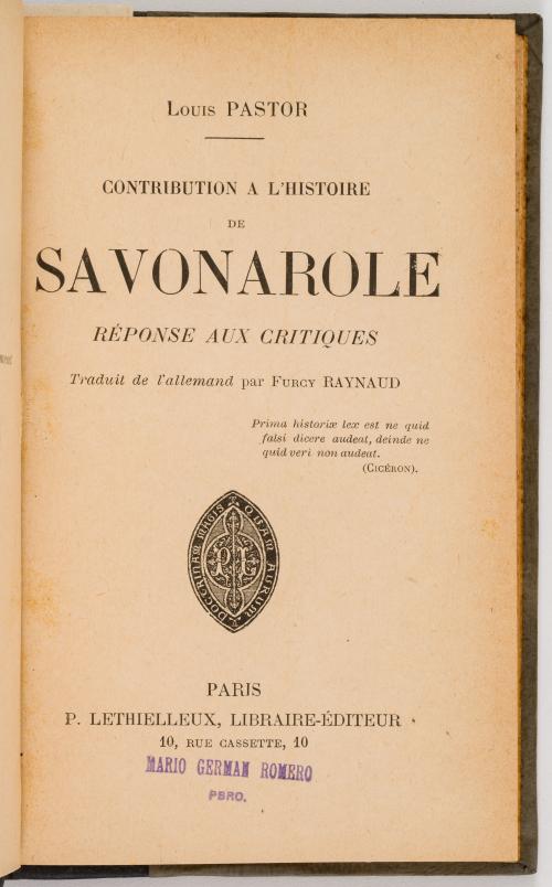 Historia de Fra Girolamo Savonarola 1744-1913.21 títulos